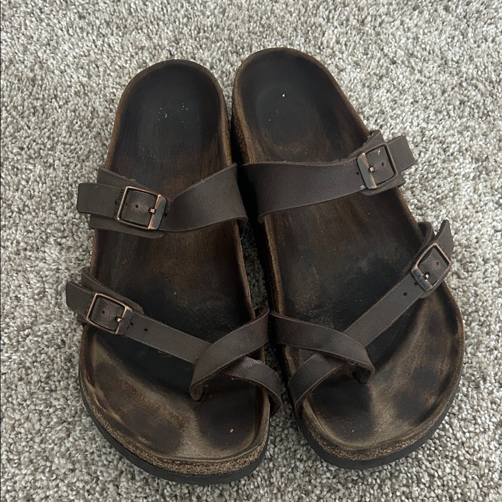 Birkenstock Dark Brown Leather Sandals